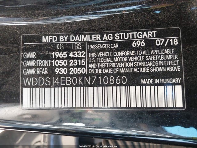 WDDSJ4EB0KN710860 Mercedes-Benz CLA 250