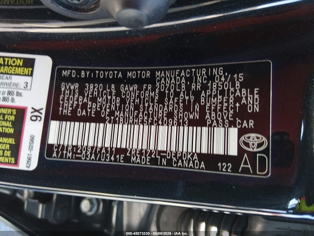 Продажа на аукционе авто 2015 Toyota Corolla L, vin: 2T1BURHE5FC409613, номер лота: 45073330