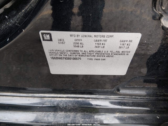 45073350 :رقم المزاد ، 1G6DW67V280106579 vin ، 2008 Cadillac Sts V6 مزاد بيع