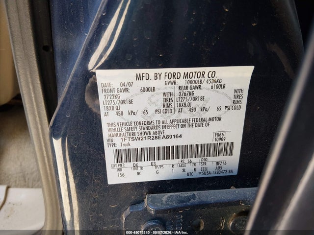 45073380 :رقم المزاد ، 1FTSW21R28EA89164 vin ، 2008 Ford F-250 Fx4/harley-davidson/king Ranch/lariat/xl/xlt مزاد بيع
