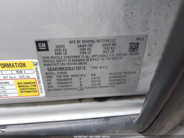 Продаж на аукціоні авто 2014 Buick Enclave Leather, vin: 5GAKVBKD0EJ119112, номер лоту: 45073447