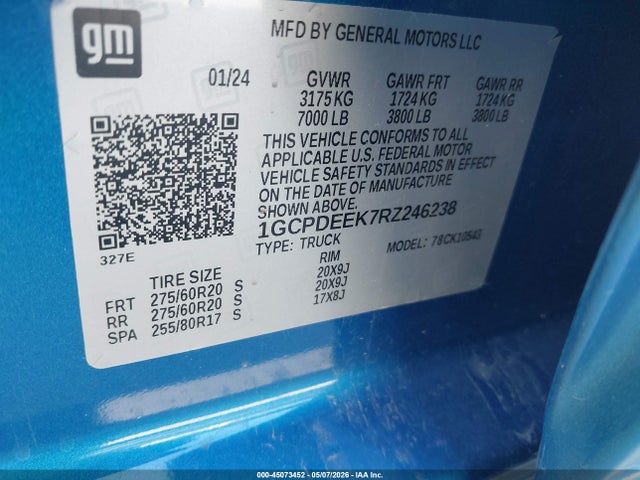 1GCPDEEK7RZ246238 Chevrolet Silverado 1500 4wd Short Bed Rst