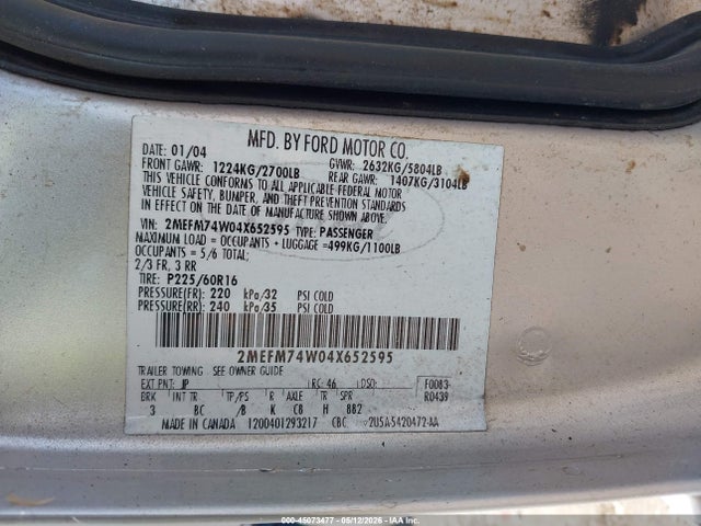 Продажа на аукционе авто 2004 Mercury Grand Marquis Gs, vin: 2MEFM74W04X652595, номер лота: 45073477