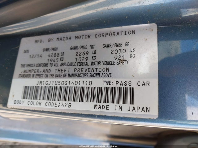 Продаж на аукціоні авто 2016 Mazda Mazda6 I Sport, vin: JM1GJ1U50G1401110, номер лоту: 45073480