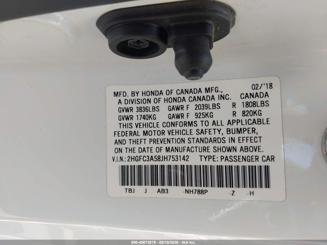 Honda CIVIC SI 2018 2HGFC3A58JH753142 Image 9