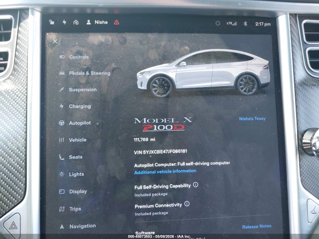 5YJXCBE47JF086181 Tesla Model X 100d/75d/p100d