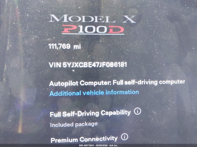 5YJXCBE47JF086181 Tesla Model X 100d/75d/p100d