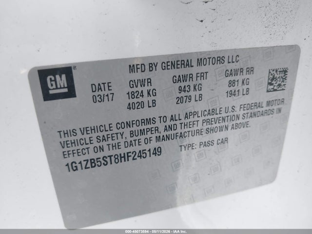 1G1ZB5ST8HF245149 Chevrolet MALIBU LS
