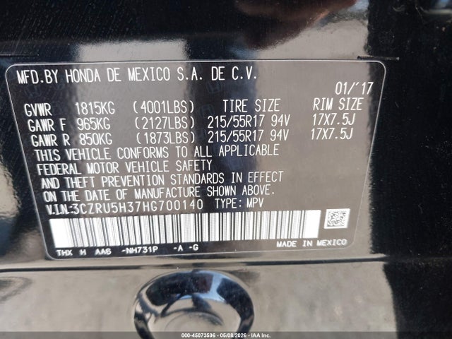 3CZRU5H37HG700140 Honda HR-V LX