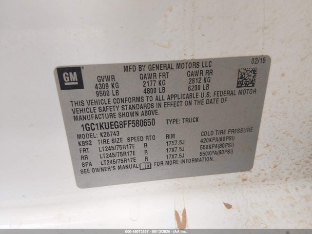 1GC1KUEG8FF580650 Chevrolet Silverado 2500hd Wt
