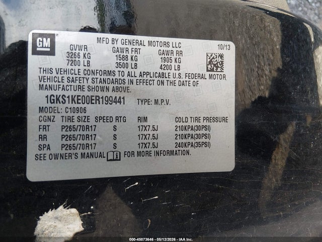 Aukcja sprzedaży 2014 Gmc Yukon Xl 1500 Slt, vin: 1GKS1KE00ER199441, numer aukcji: 45073646