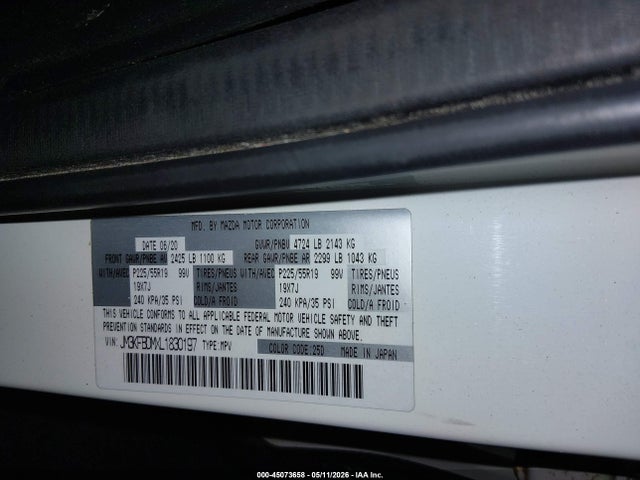 2020 Mazda Cx-5 Grand Touring მანქანა იყიდება აუქციონზე, vin: JM3KFBDMXL1830197, აუქციონის ნომერი: 45073658
