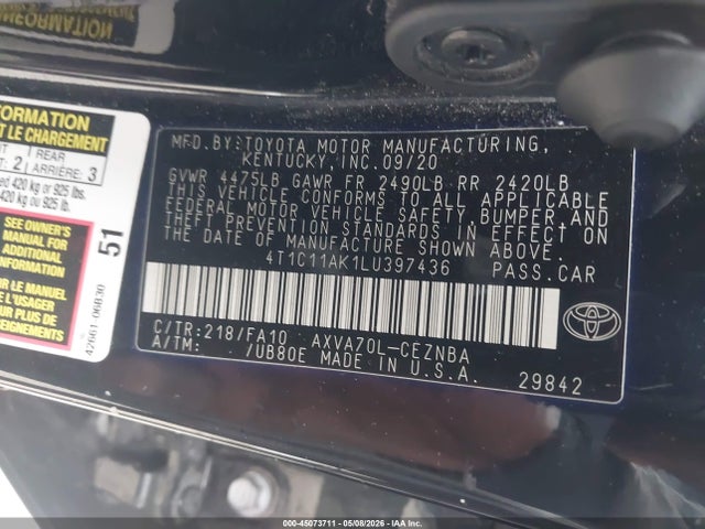 4T1C11AK1LU397436 Toyota CAMRY LE