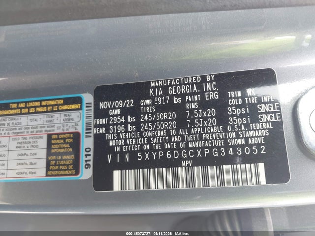 Aukcja sprzedaży 2023 Kia Telluride S, vin: 5XYP6DGCXPG343052, numer aukcji: 45073727