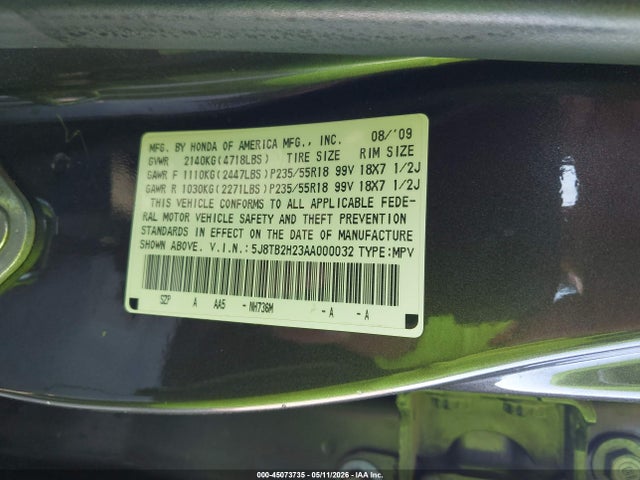 Aukcja sprzedaży 2010 Acura Rdx, vin: 5J8TB2H23AA000032, numer aukcji: 45073735