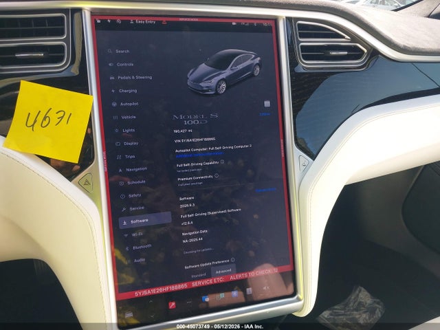 Продажа на аукционе авто 2017 Tesla Model S 100d/60d/75d/90d/p100d, vin: 5YJSA1E26HF188865, номер лота: 45073749