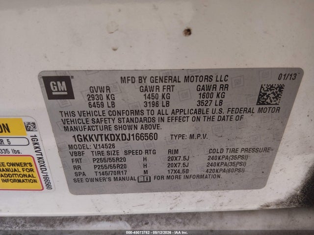 Продажа на аукционе авто 2013 Gmc Acadia Denali, vin: 1GKKVTKDXDJ166560, номер лота: 45073782