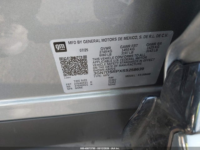 Продажа на аукционе авто 2025 Chevrolet Equinox Ev Rs, vin: 3GN7DSRPXSS258639, номер лота: 45073795