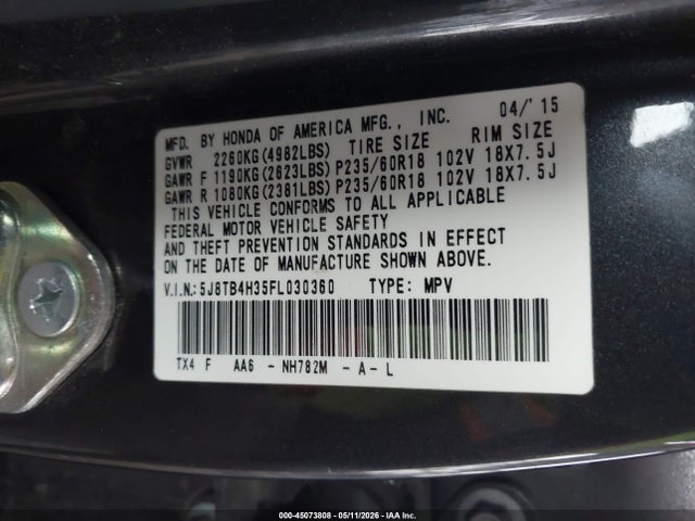 Продаж на аукціоні авто 2015 Acura Rdx, vin: 5J8TB4H35FL030360, номер лоту: 45073808