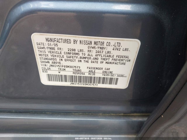 Продажа на аукционе авто 2005 Infiniti G35x, vin: JNKCV51F65M307573, номер лота: 45073819