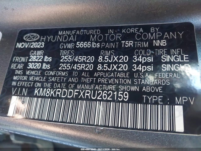 Aukcja sprzedaży 2024 Hyundai Ioniq 5 Limited, vin: KM8KRDDFXRU262159, numer aukcji: 45073848
