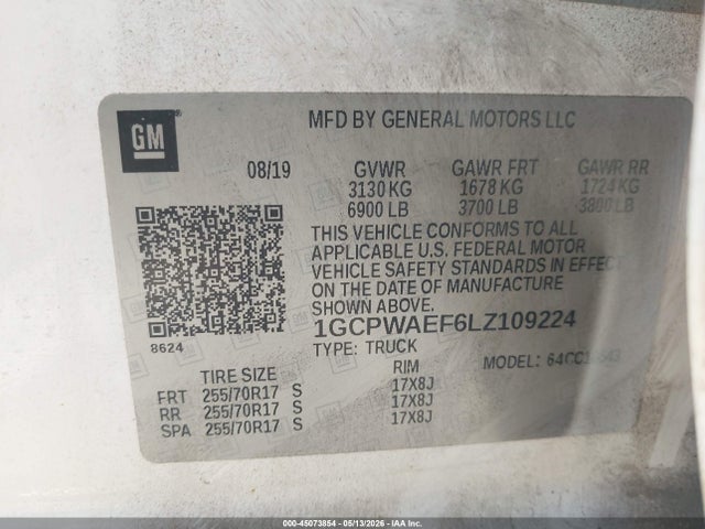 1GCPWAEF6LZ109224 Chevrolet Silverado 1500 2wd Short Bed Wt