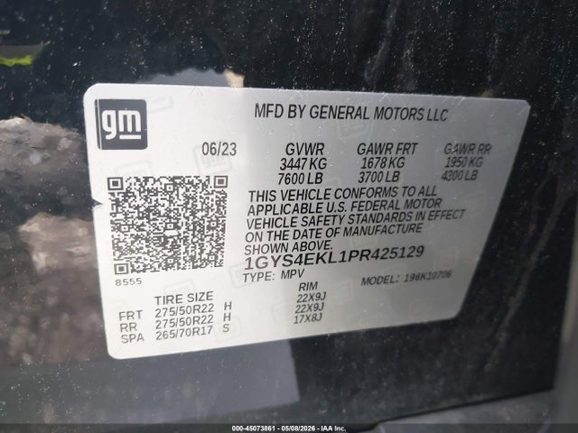 45073861 :رقم المزاد ، 1GYS4EKL1PR425129 vin ، 2023 Cadillac Escalade 4wd Sport مزاد بيع