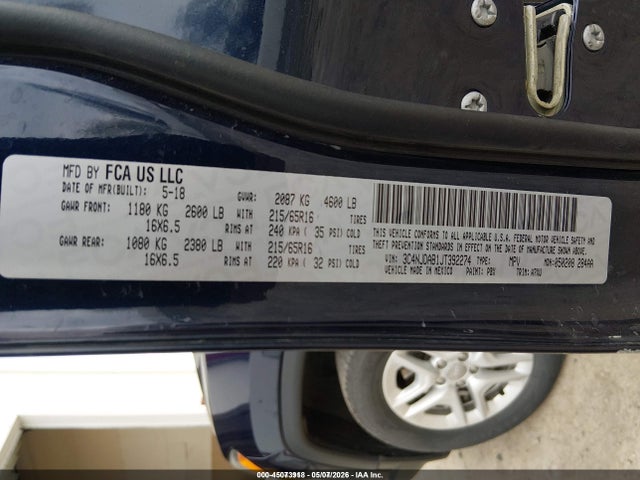 45073918 :رقم المزاد ، 3C4NJDAB1JT392274 vin ، 2018 Jeep Compass Sport 4x4 مزاد بيع