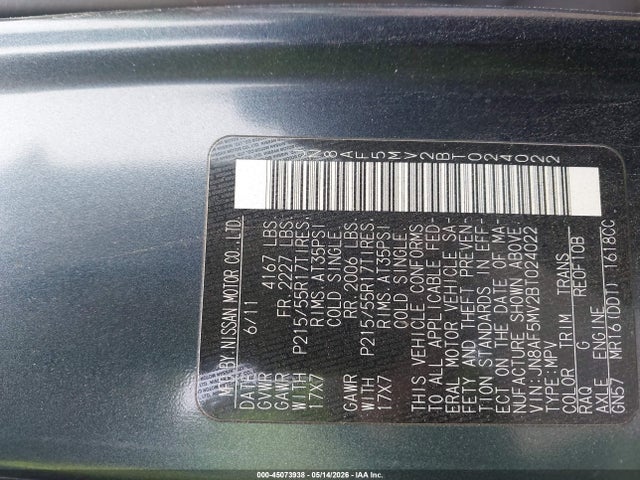 Aukcja sprzedaży 2011 Nissan Juke S, vin: JN8AF5MV2BT024022, numer aukcji: 45073938