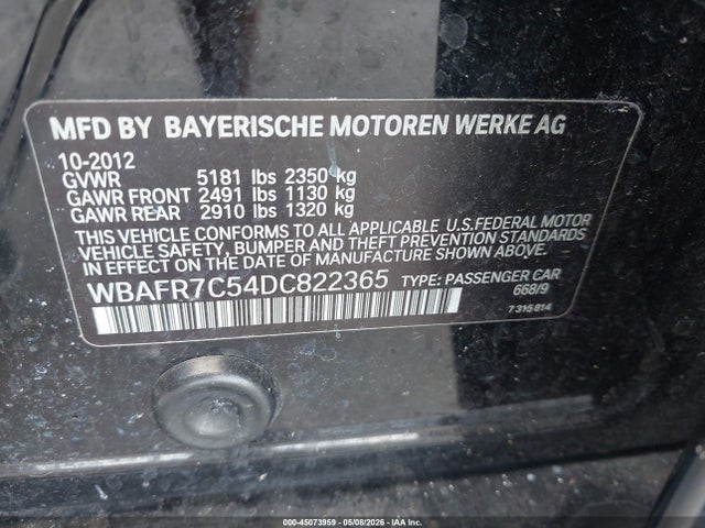 Продаж на аукціоні авто 2013 Bmw 535i, vin: WBAFR7C54DC822365, номер лоту: 45073959