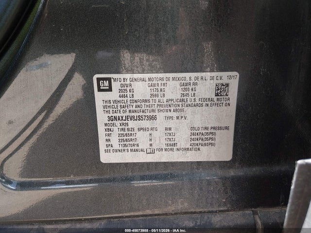 Chevrolet EQUINOX LT 2018 3GNAXJEV8JS573966 Image 9