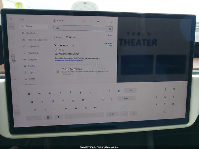 45074002 :رقم المزاد ، 7SAXCBE57PF381740 vin ، 2023 Tesla Model X Dual Motor All-wheel Drive/standard Range مزاد بيع