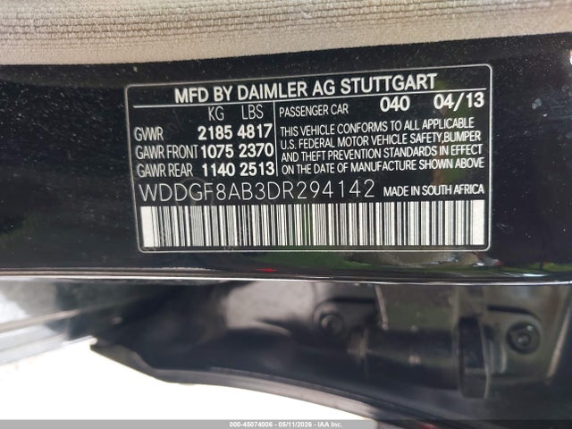 Aukcja sprzedaży 2013 Mercedes-benz C 300 Sport 4matic, vin: WDDGF8AB3DR294142, numer aukcji: 45074006