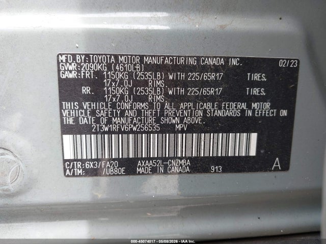 Aukcja sprzedaży 2023 Toyota Rav4 Xle, vin: 2T3W1RFV6PW256535, numer aukcji: 45074017