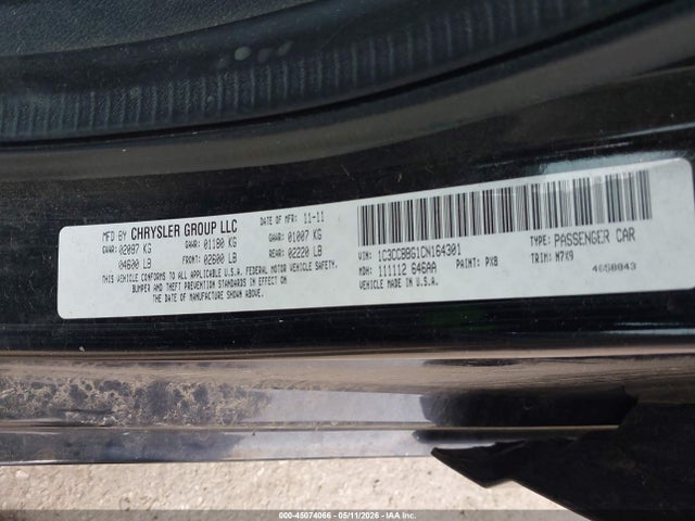 2012 Chrysler 200 Touring მანქანა იყიდება აუქციონზე, vin: 1C3CCBBG1CN164301, აუქციონის ნომერი: 45074066