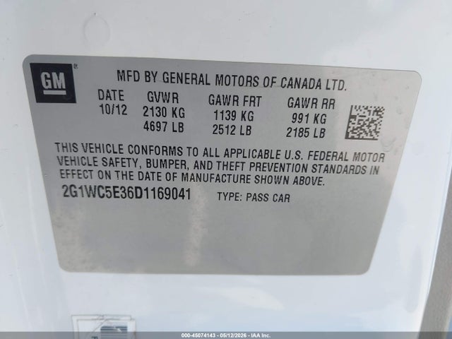Aukcja sprzedaży 2013 Chevrolet Impala Ltz, vin: 2G1WC5E36D1169041, numer aukcji: 45074143
