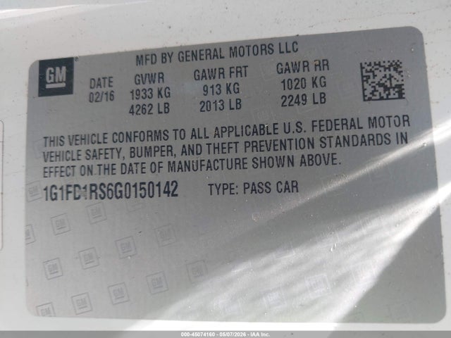 1G1FD1RS6G0150142 Chevrolet Camaro 2lt