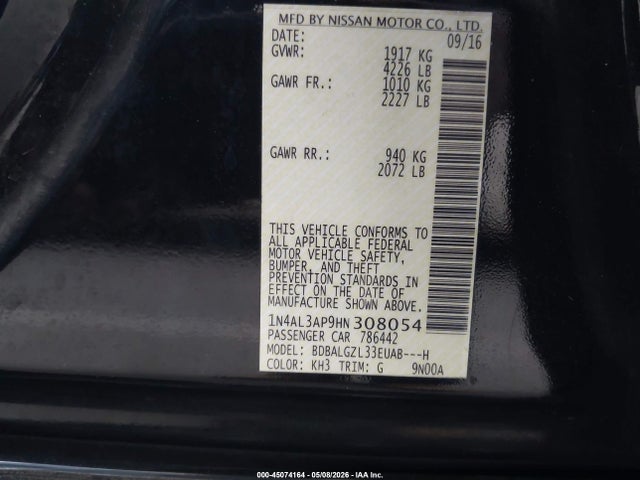 1N4AL3AP9HN308054 Nissan Altima 2.5 S