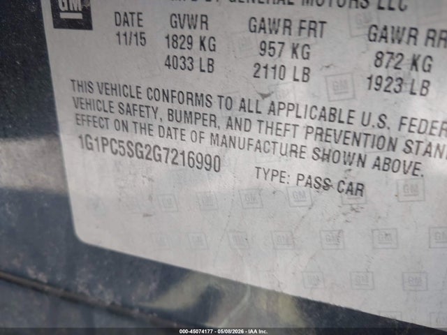 Продаж на аукціоні авто 2016 Chevrolet Cruze Limited Ls Auto, vin: 1G1PC5SG2G7216990, номер лоту: 45074177