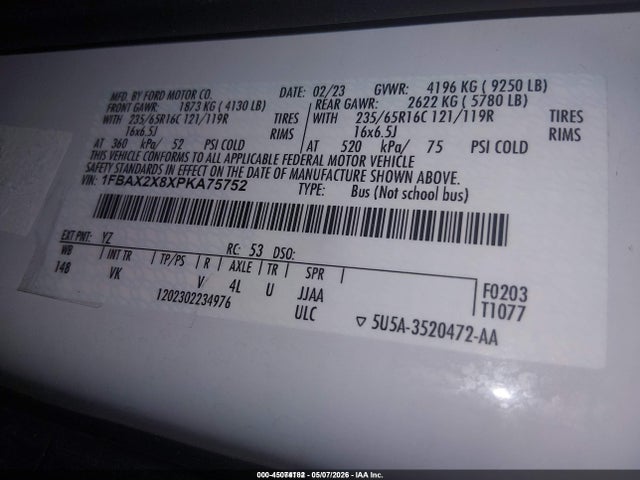 1FBAX2X8XPKA75752 Ford Transit-350 Passenger Van Xl