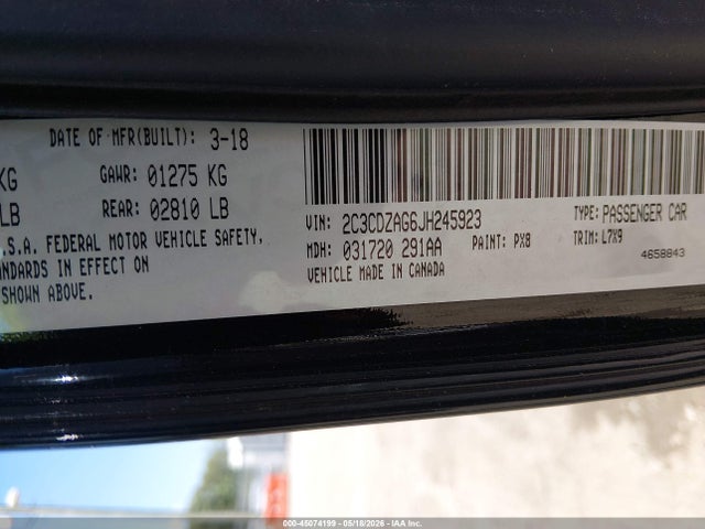 Продаж на аукціоні авто 2018 Dodge Challenger Sxt, vin: 2C3CDZAG6JH245923, номер лоту: 45074199
