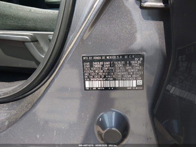 Aukcja sprzedaży 2020 Honda Fit Lx, vin: 3HGGK5H48LM714586, numer aukcji: 45074210