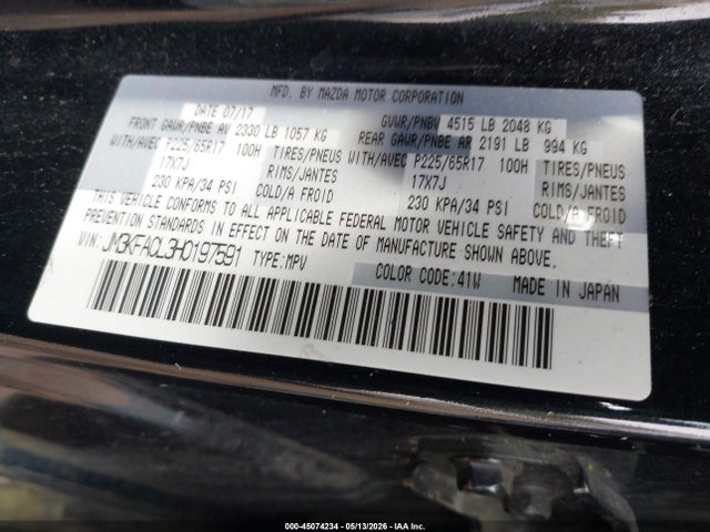 Aukcja sprzedaży 2017 Mazda Cx-5 Touring, vin: JM3KFACL3H0197591, numer aukcji: 45074234