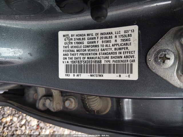 Продаж на аукціоні авто 2013 Honda Civic Lx, vin: 19XFB2F5XDE018568, номер лоту: 45074278