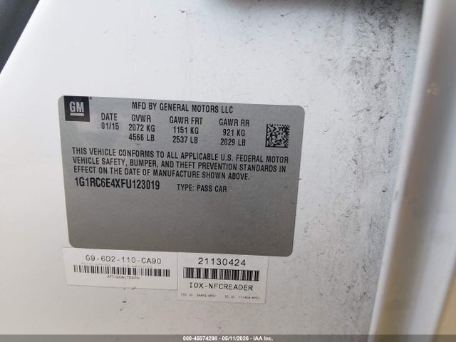 Chevrolet Volt 2015 1G1RC6E4XFU123019 Image 9