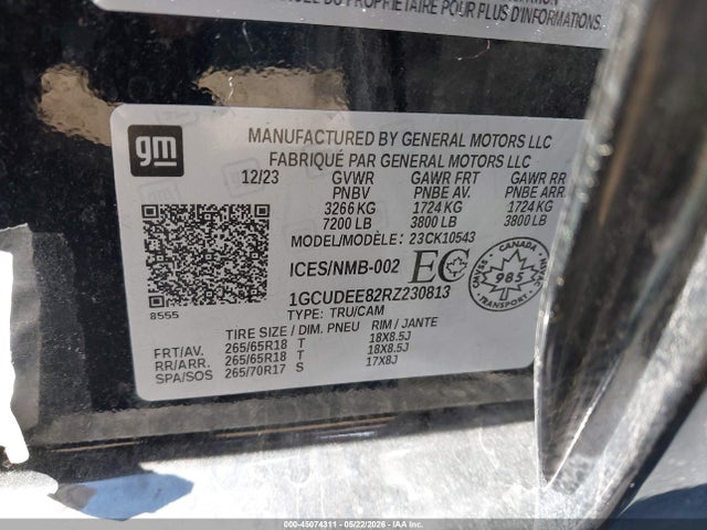 Продаж на аукціоні авто 2024 Chevrolet Silverado 1500 Rst, vin: 1GCUDEE82RZ230813, номер лоту: 45074311