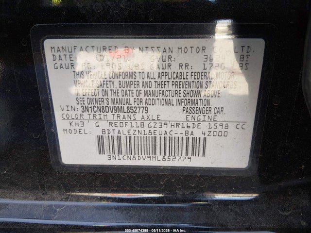 Nissan Versa S Xtronic Cvt 2021 3N1CN8DV9ML852779 Image 9