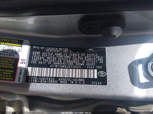 Toyota CAMRY LE 2018 4T1B11HK6JU114575 Image 9