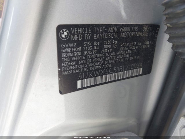 Aukcja sprzedaży 2011 Bmw X3 Xdrive28i, vin: 5UXWX5C51BL710034, numer aukcji: 45074467