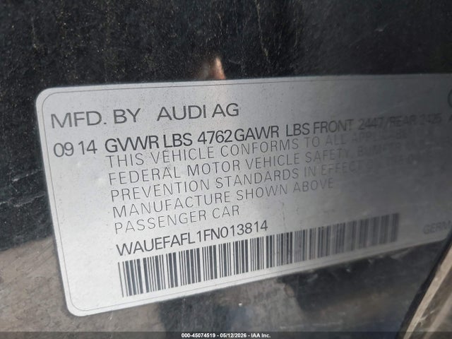 Продаж на аукціоні авто 2015 Audi A4 2.0t Premium, vin: WAUEFAFL1FN013814, номер лоту: 45074519